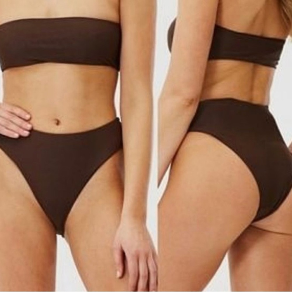 NWT Charlie Holiday Bandeau High Brief Chocolate Brown Two Piece Bikini